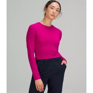 Lululemon LA Keyhole Pink Magenta Longsleeve Athletic Top Sz M Nice!